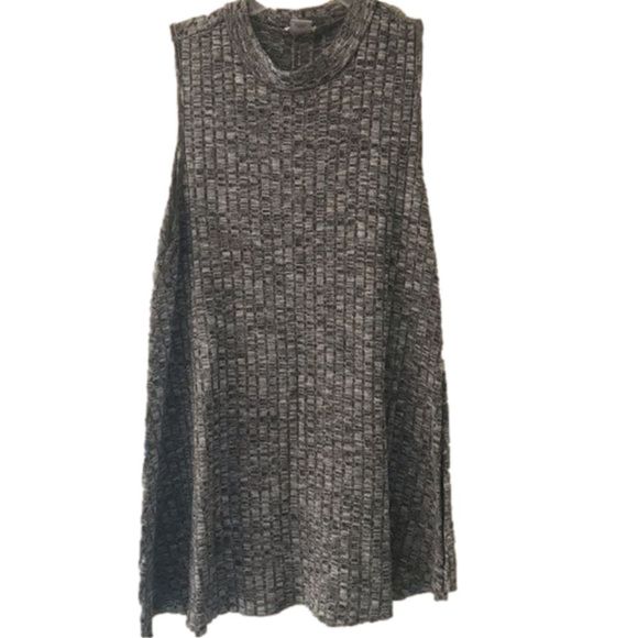 contempo casuals Tops - Womens gray ribbed sleeveless long mock turtleneck blouse size large
